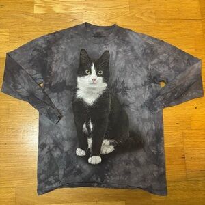 The Mountain Cat Graphic Preppy Tie Dye Hippie Goth Grunge Long Sleeve T-shirt M